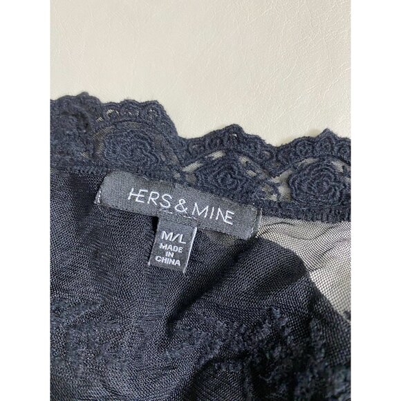 Hers & Mine Black Lace Kimono Long Cardigan Size M/L Sheer Mesh Grunge Gothic - Picture 3 of 15